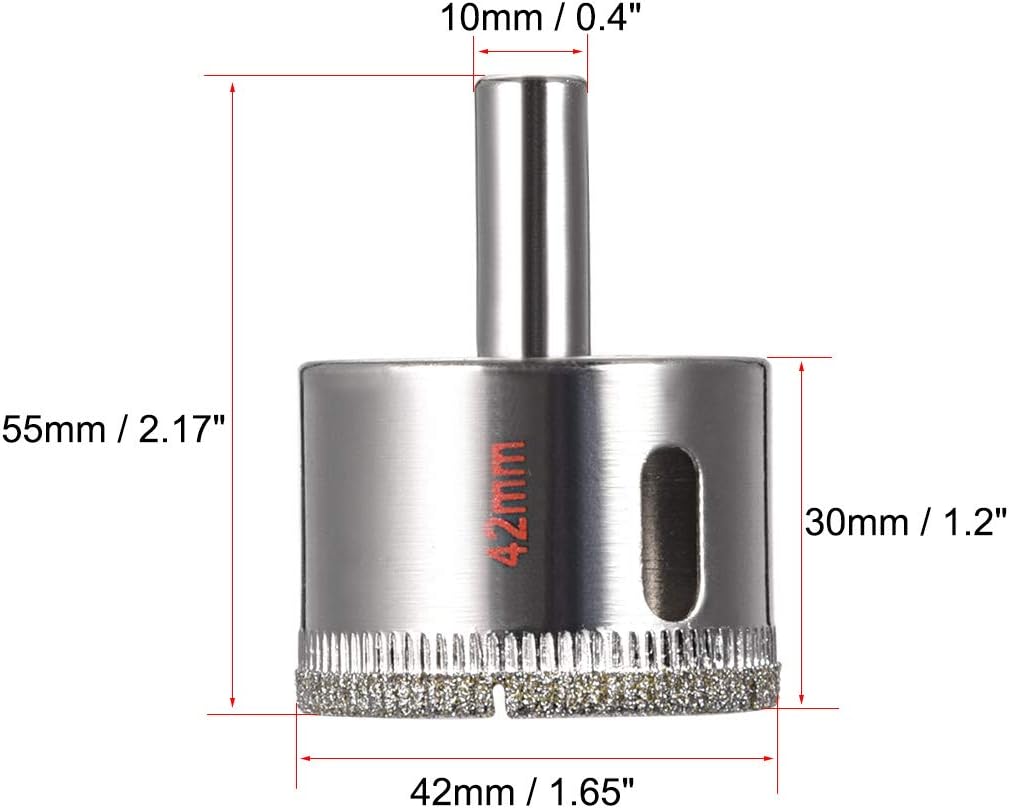 sourcing map 42mm Diamond Grit Hole Saw Drill Bit for Glass Ceramics