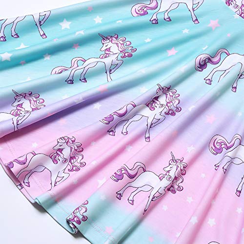 Image of Jxstar Unicorn Dresses for Girls Summer Swing Short Sleeve Casual Clothes for Kids