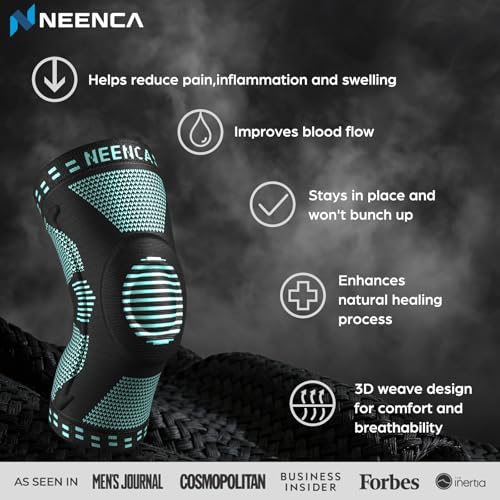 Image of NEENCA Polyester Blend Professional Knee Brace,Compression Knee Sleeve With Patella Gel Pad & Side Stabilizers,Knee Support Bandage For Pain Relief,Medical Knee Pad For Running,Workout