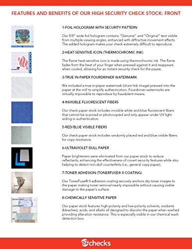 Ez Checks 3 Checks Per Page Hologram High Security Laser Check Stock | 150 Sheets/450 Checks | Blue/Maroon #TOP3