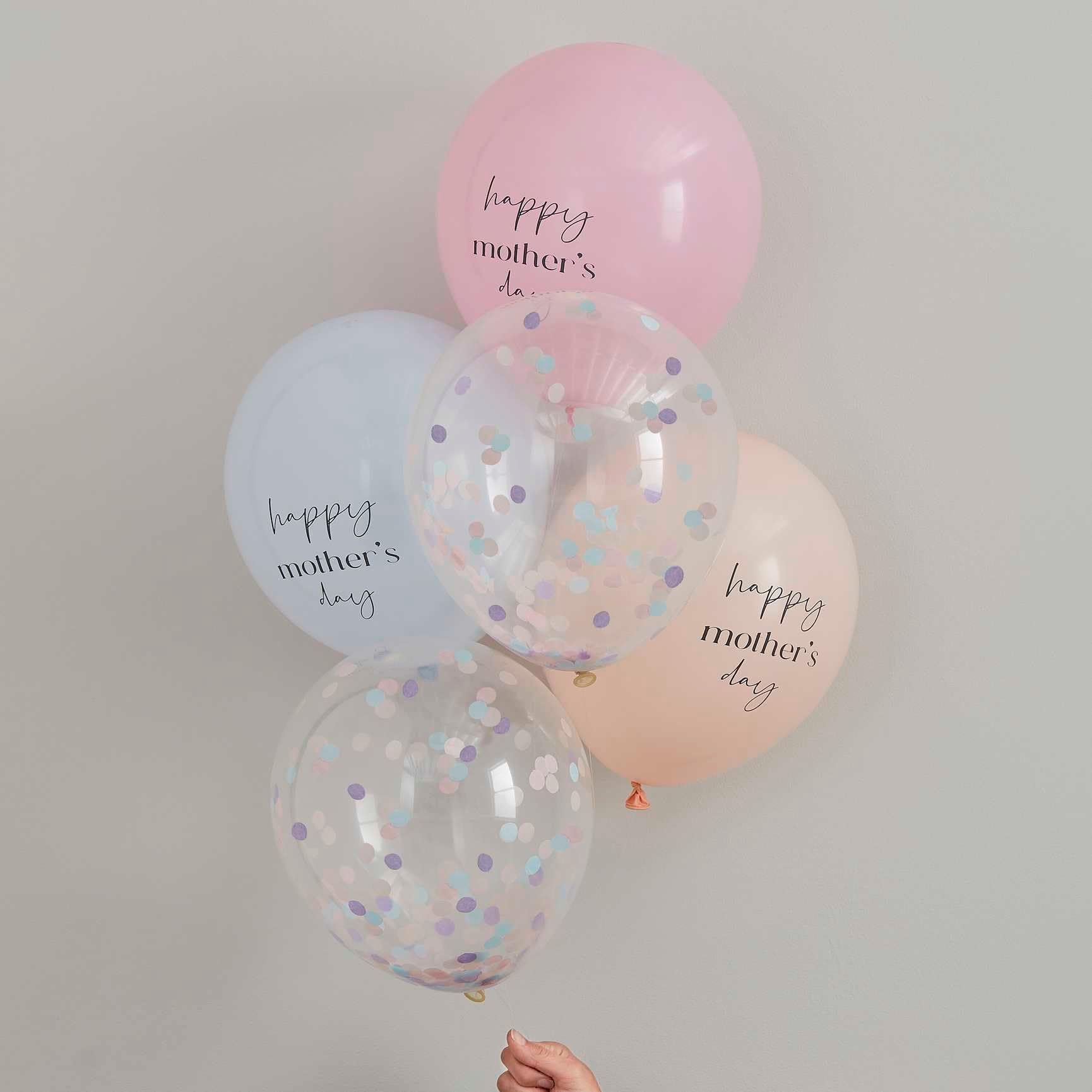 Ginger Ray „Best Mum Ever“ Konfetti-Luftballons, 5 Stück Mehrfarbig – Für Den Muttertag & Besondere Anlässe
