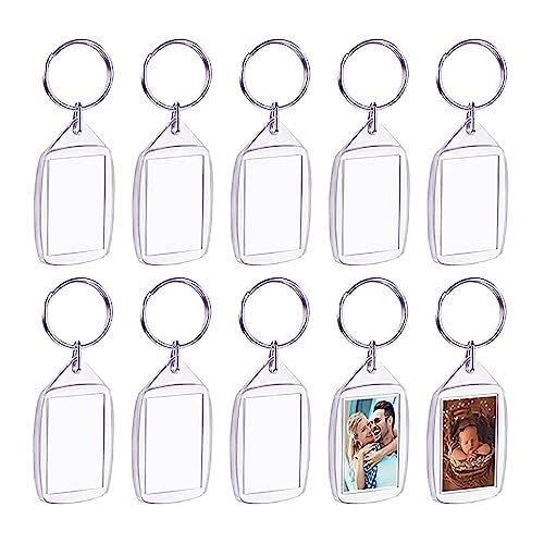 Llaveros Foto en Blanco, 10 Pcs Llaveros Acrilicos Transparentes Marco de Fotos, para Día de San Valentín Regala de Recuerdos Regalos Día de La Madre Mujeres Hombres, Transparente 3,5x5,5 cm