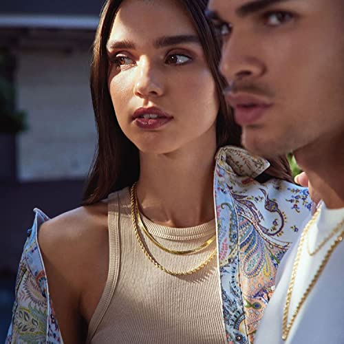 Tewiky Gold Rope Chain Necklace 18K Gold Plated Braided Twist Chain For Women 3Mm Diamond Cut Rope Chain Necklace 18Inch Long Jewelry For Men #TOP7