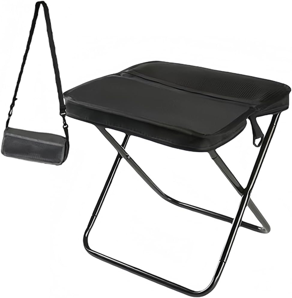 Foldable Backpack Stool Foldable Camping Stool Backpack Seat Chair for Outdoor Mountain Climbing and Fishing Anywhere (Black, Big)