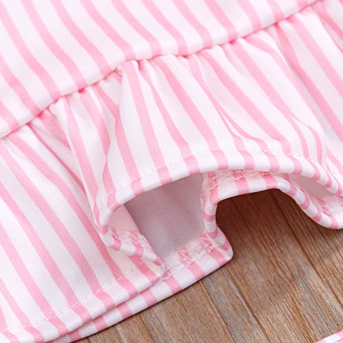 Image of YOUNGER TREE Toddler Baby Girls Summer Swimsuit Sleeveless Striped Swimwear Two-Piece Suit Beach Bikini