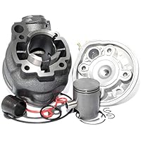 Easyboost Zylinder Kit 50 ccm Grauguss für Minarelli AM6 MBK Xlimit Xpower Yamaha DT RS XP6 XPS Beta Rieju SMX RR TZR Sherco mit Zylinderkopf Kolben Kolbenringe Zylinder