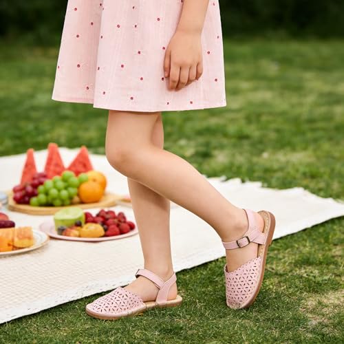 Image of Flaryzone Girls Sandals Closed Toe Summer Flats Dress Sandals Shoes Toddler /Little Kid