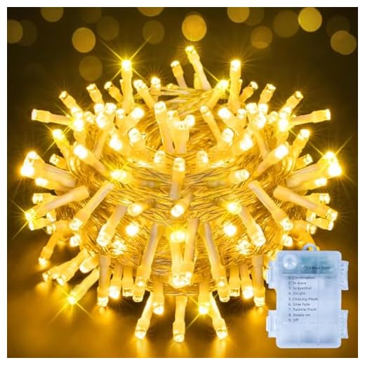 Ollny Fairy Lights Battery Operated, 10m 100 LEDs Bright Battery Powered String Lights, Warm White Outside Christmas Lights Waterproof with 8 Modes/Timer for Indoor Outdoor Bedroom Garden Decorations