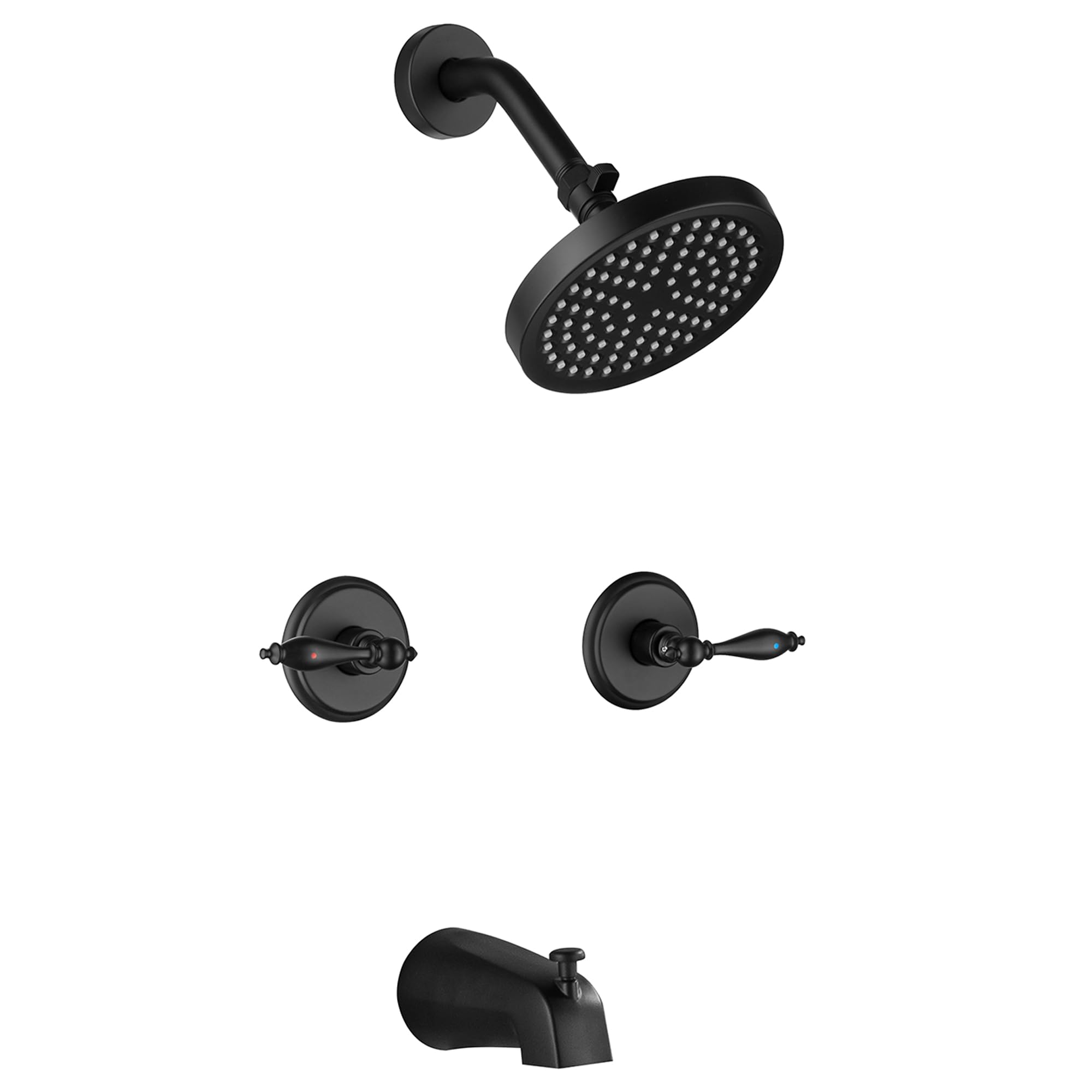 LIWEIKE 2 Handle Shower Faucet Set, Matte Black Shower Faucet Set 2 ...