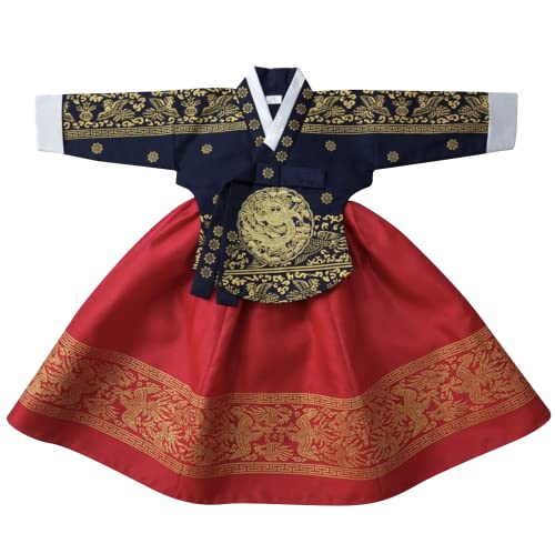 Korean Baby Girl Hanbok for 100days~15y/o Navy Red Foil Girl Kids Hanbok