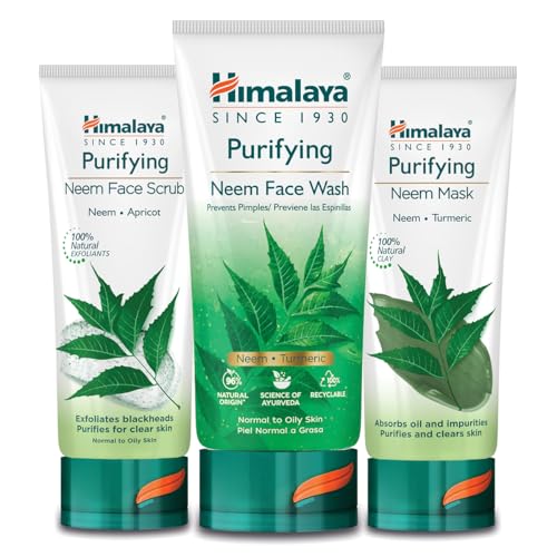 Himalaya Herbals Purifying Neem Face Wash SET with Face Scrub & Face Mask | Natural Moisturising Facial Cleanser with Goodness of Neem and Turmeric, Deeply...
