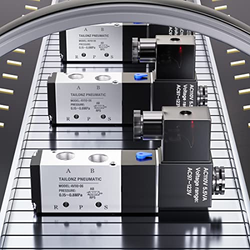 Image of Tailonz Pneumatic 1 /8 inchNPT Solenoid Valve 4V110-06 12V /24V /110V /220V Single Coil Pilot-Operated Electric 2 Position 5 Way Connection Type(110V)