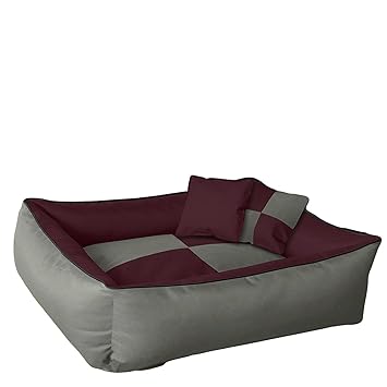 MR.BOLT Premium XL Size Dog Bed for Large Dogs Washable-Orthopedic Big Dog Beds Slip-Resistant Bottom- Grey & Maroon-76 x 61 x 22 Centimeters