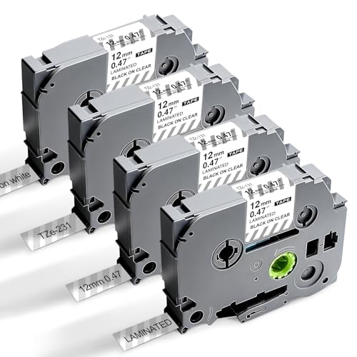 4PK Work for Brother P Touch Black on Clear TZ TZe 1/2" Label Tape by BEYONDTEK - Used condition - US$11.49