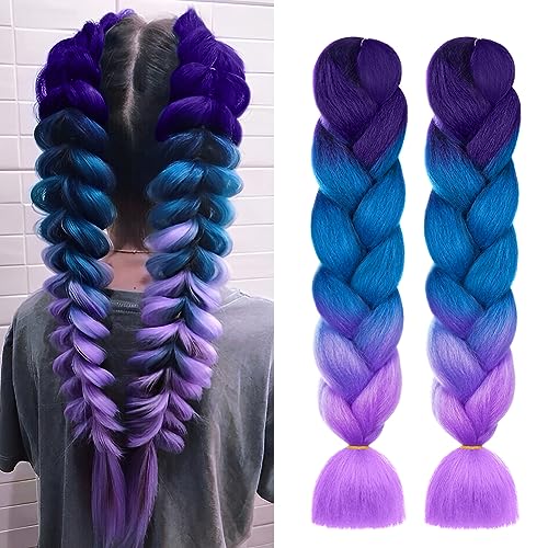 Aomig Braiding Hair Extensions, 2Pc Ombre Braiding Hair, Jumbo Braids Hair Extension Synthetic Wig, Fashion Synthetic Braid Hair Extensions for Braiding Twist Braids Hair for Women - Image 7