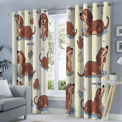 Rideau occultant teckel thermique isolant marron 140x220 cm oeillets - 4