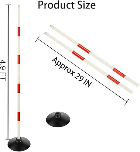 Miniatura 5 de ASENVER Juego de poste de agilidad de fútbol rojo-blanco con base de goma, palo de dribling, señal de advertencia de tráfico, poste de entrenamiento