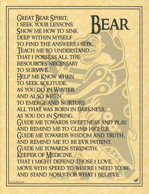 1 X Bear of Strength Prayer Poster on Parchment Paper
