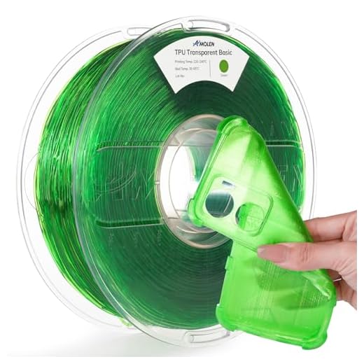 AMOLEN 95A TPU 3D Printer Filament 1.75mm, High Hardness & Resilience TPU Transparent Green Filament, 1KG Flexible 3D Filament, Dimensional Accuracy +/- 0.02mm, Suitable for Most FDM 3D Printers