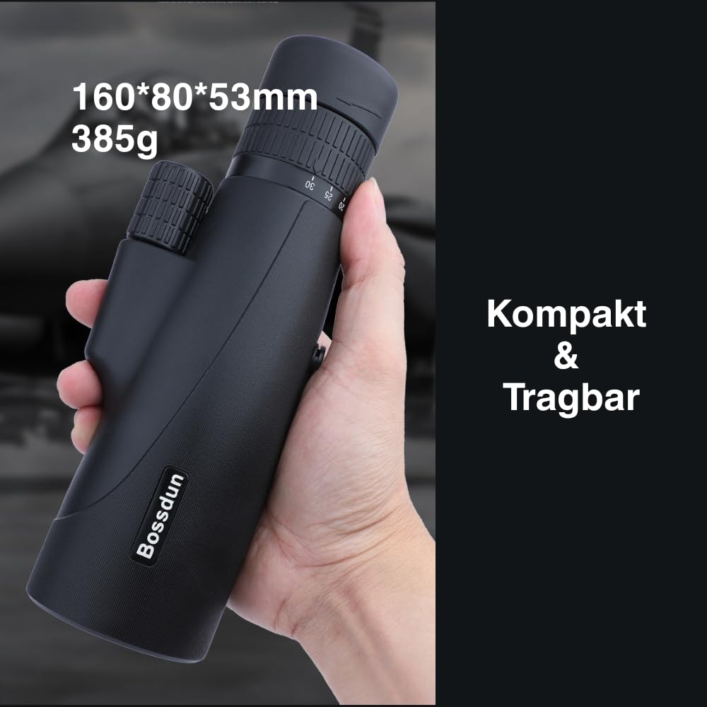 Teleskop monokularowy 10–30 x 50 Zoom – luneta HD dla dorosłych z pryzmatem BAK4 i soczewką FMC, wodoszczelność IP56, uchwyt na telefon komórkowy i statyw, do obserwacji ptaków, podróży, polowania