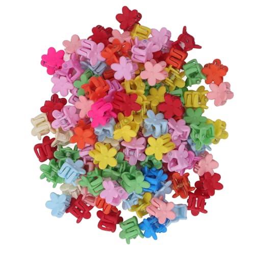 Paquete de 100 pinzas para el pelo para niñas, dibujos animados de flores, accesorios para el cabello encantadores