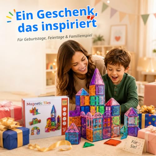 Xekel Magnetische Bausteine 120 Teile – Magnetbausteine Kinder mit starker Magnete Kinder, Magnetsteine & Magnetfliesen… – Ansicht 6