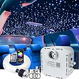 AZIMOM Bluetooth 32W RGBW Twinkle Fiber Optic Star Ceiling Lighting Kits 600pcs0.03in13.1ft End Glow Optical Fiber Cable App/Remote Control Light Source Car Home Theater Sky Ceiling Décor