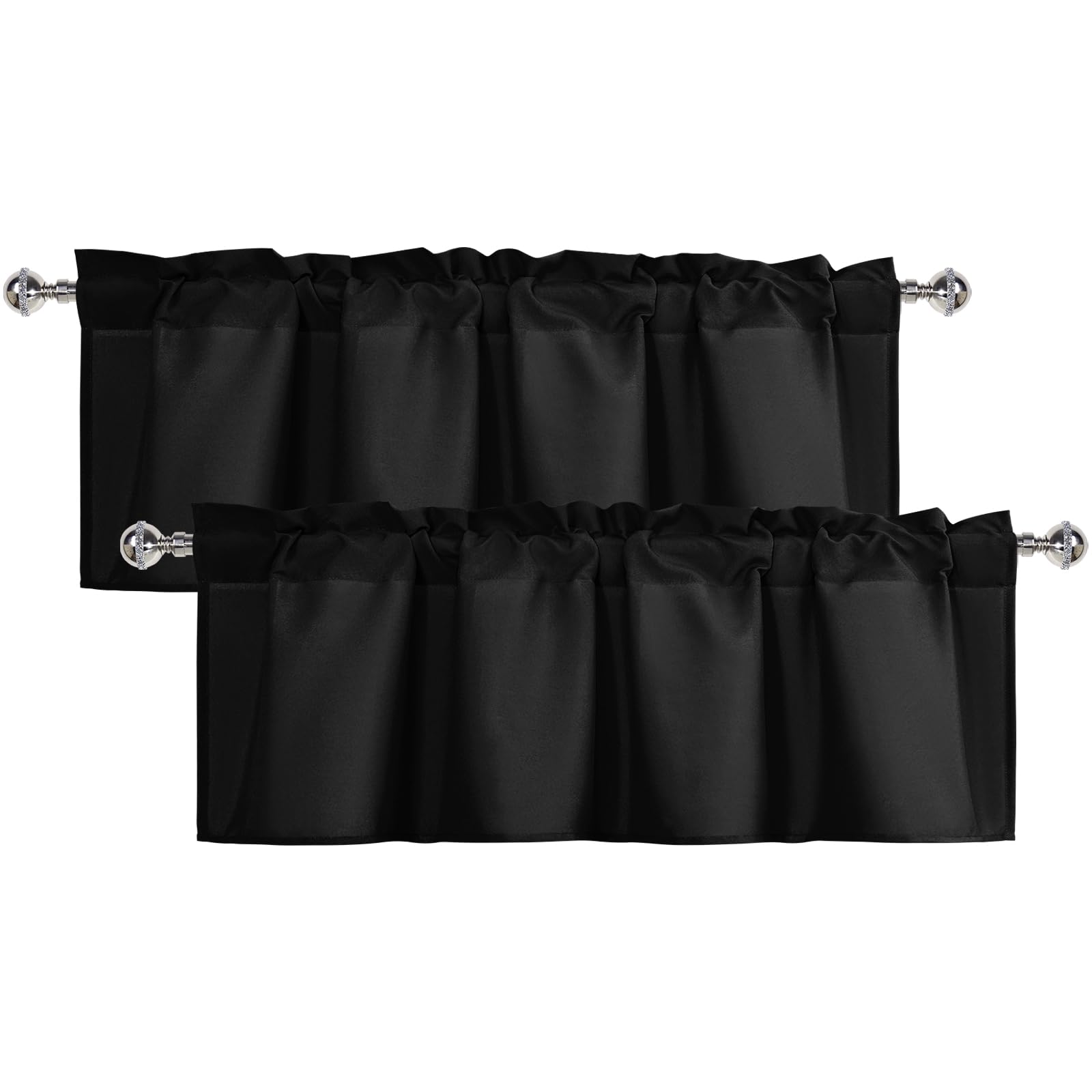 XWZO Kitchen Valances Curtains for Windows Living Room Bedroom Bathroom Toppers Farmhouse Style Rustic Dinning Room Thermal Insulated Rod Pocket, W52