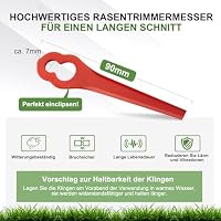 100 Stück PA6 Ersatzmesser-Set Rasentrimmer-Zubehör Kompatibel mit Einhell Rasentrimmer GE-CT 18 Li, GC-CT 18/24 Li, BG-CT 18 Li, RG-CT 18 Li, Kunststoffmesser Kompatibel mit Einhell Akku-Rasentrimmer – Ansicht 3