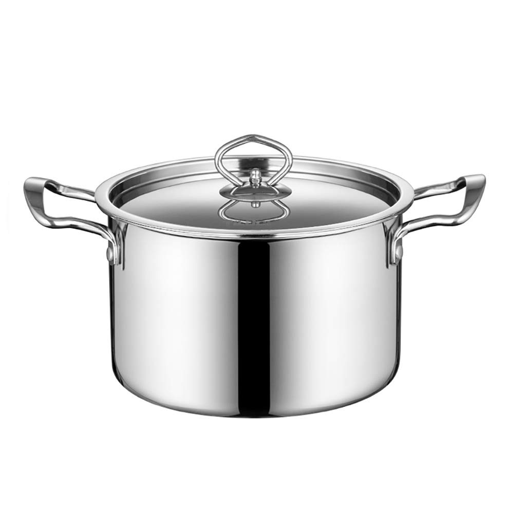 MYUYEE Stainless Steel Stockpot,Stockpot,304 Stainless Steel Stockpot 20/24Cm Heightened Thickened Double Ear Cooker,Induction Cooker Universal (Onecolor-24Cm*14Cm)