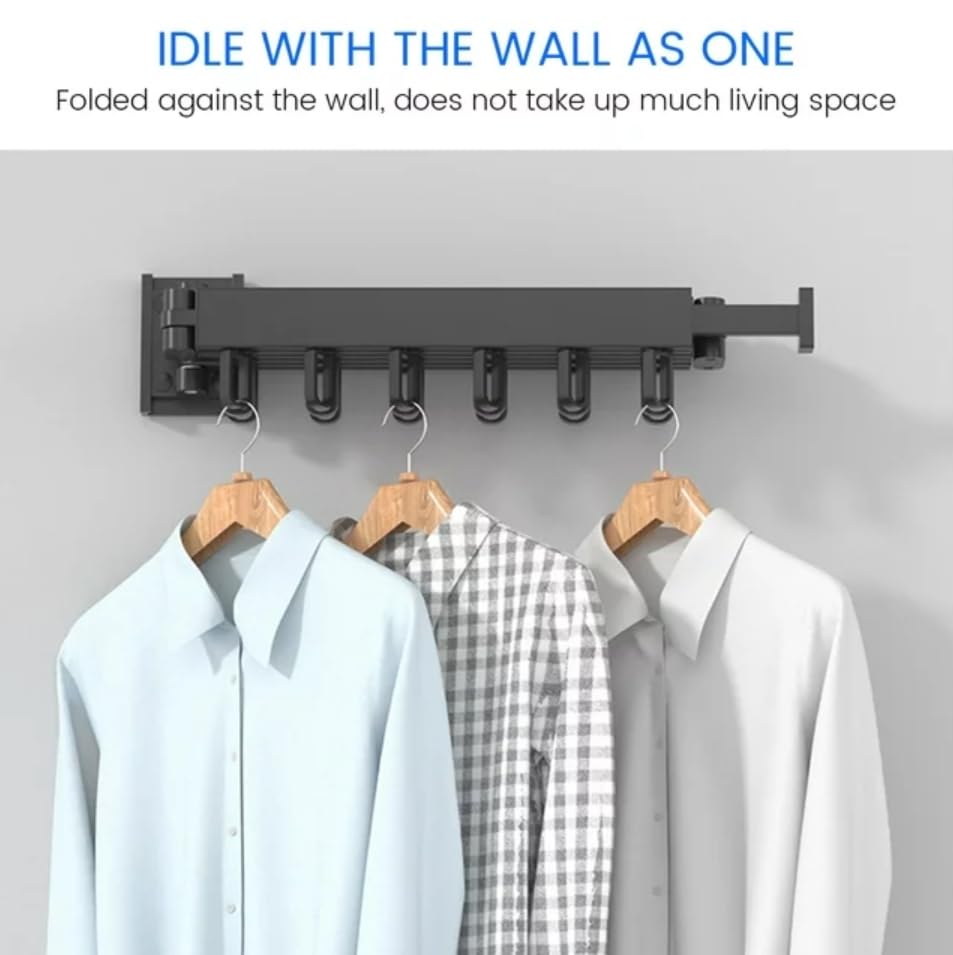Foldable Wall-Mounted Drying Rack - Retractable Aluminum Clothes Hanger For Space-Saving Storage