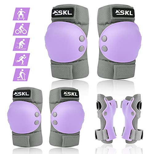 SKL Knee Pads for Kids, Elbow and Knee Pads Kids 6-13, Toddler 3 in 1 Protective Gear Set with Wrist Guards, Adjustable Strap for Skating Scooter Bike Riding Skateboard Cycling Rollerblading