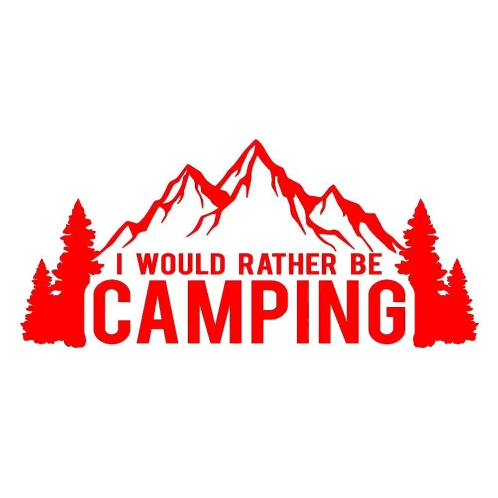 I Would Rather Be Camping Car Sticker Automobiles Motorcycles Exterior Accessories(Red,16CM X 7.3CM)