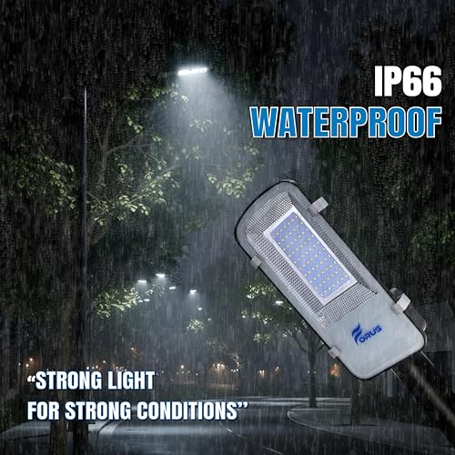 Image of Forus 50W LED Street Light with Clamp, IP66 Waterproof Outdoor LED Street Light, High Lumen 6000lm Daylight White, Aluminium Body for Road, Parking Lot, Garden & Industrial Outdoor Lighting (1 Pc)