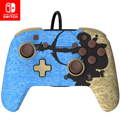 PDP REMATCH Enhanced Wired Power Nintendo Switch Pro Controller, Officially Licensed Switch Lite/OLED Compatible Gamepad, Customizable Programmable Buttons, Legend of Zelda BoTW Ancient Arrow