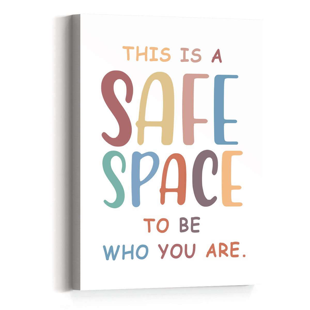 Mental Health Wall Decor,This Is A Safe Space Canvas Wall Art,Diversity Equality Classroom Canvas Framed Wall Art Painting Ready to Hang for Kids