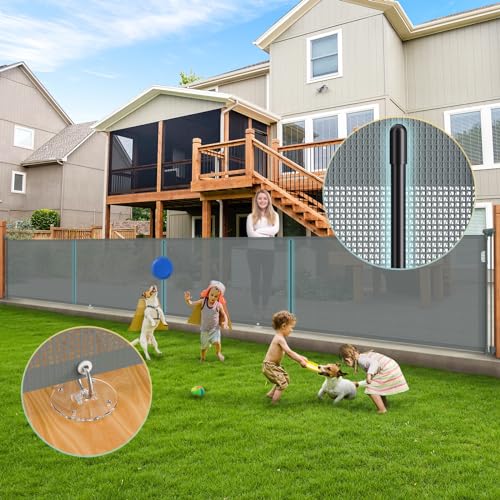 160 Inch Retractable Baby Gates Extra Wide, 42 Inch Extra Tall Retractable Gate for Indoor/Outdoor, 13 Foot Reinforced Retractable Dog Gate with Reinforcement Rod for Doorways, Stairs, Large Openings
