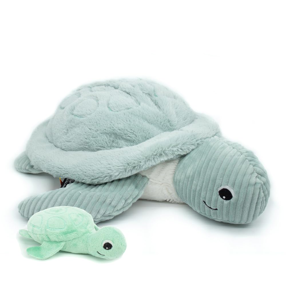 PTIPOTOS by Les DEGLINGOS SAUVENOU LA Tortue GEANTE Maman/Bebe - Peluche Ultra Douce 2 en 1 - Ideal Cadeau Naissance Anniversaire Noel - 48CM - Menthe