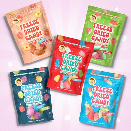 Josh Bosh Freeze-Dried Candy, Variety Pack – Puffs, Peach Rings, & Watermelon, Crunchy & Airy Gummy Candies, 3.5 Oz (Pack of 3)