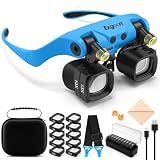 Exgoon Lupenbrille mit Licht, 2X-23X Freihändige Kopfbandlupe (Blau)
