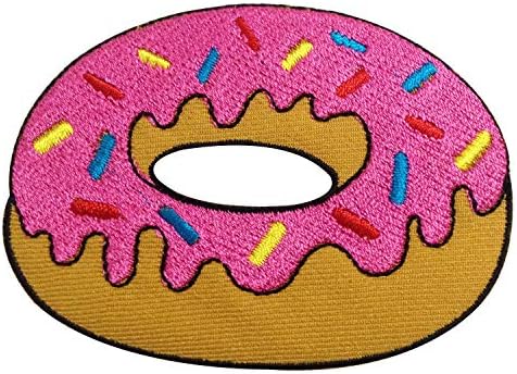 Ibestbuysell Donuts Sweet Sew on or Iron on Patches Embroidered Applique Craft Accessory for decorate your Clothes Jeans Tshirt Jacket Pant Bag Backpack Hat for Men Women Boys Girls Kids Teen adult Pink, Medium