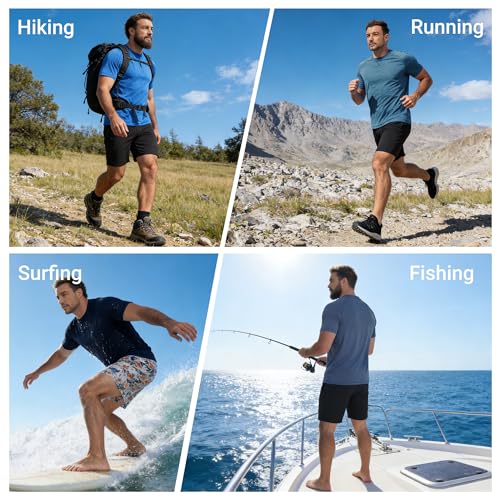 Image of Mens Swim Shirts UPF 50+ Sun Shirts Rash Guard Quick-Dry Fishing T-Shirts