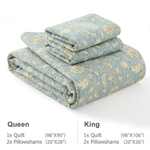 Juego de ropa de cama reversible de 3 piezas Finlonte de algodón floral 7