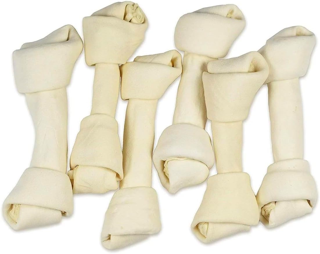 Dog Dental Health Removes Plaque and Stimulates Gums 6 to 7 Inch Rawhide Bones (10 Bones)