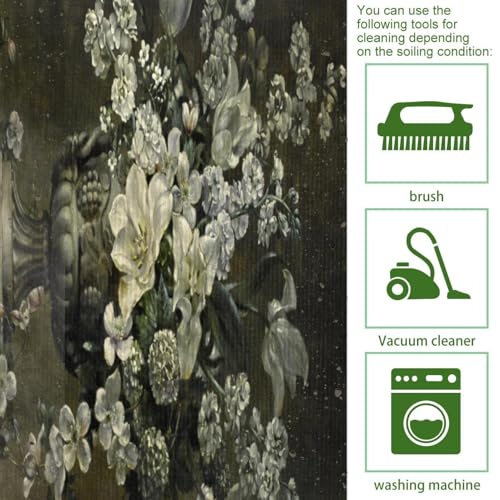 Alfombrilla de cocina antideslizante que evita resbalones con diseño VAPOKF floral 4