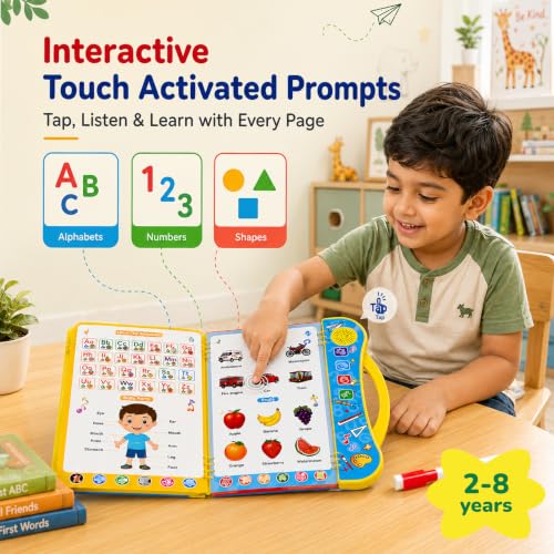 Image of Lifelong IntelliPlay Book for Kids | Intelligent Book with Alphabets, Numbers, Shapes & Phonics | Interactive Sound Book with Marker | Screen Free Learn & Play Sound Book for Kids 2-8 Years