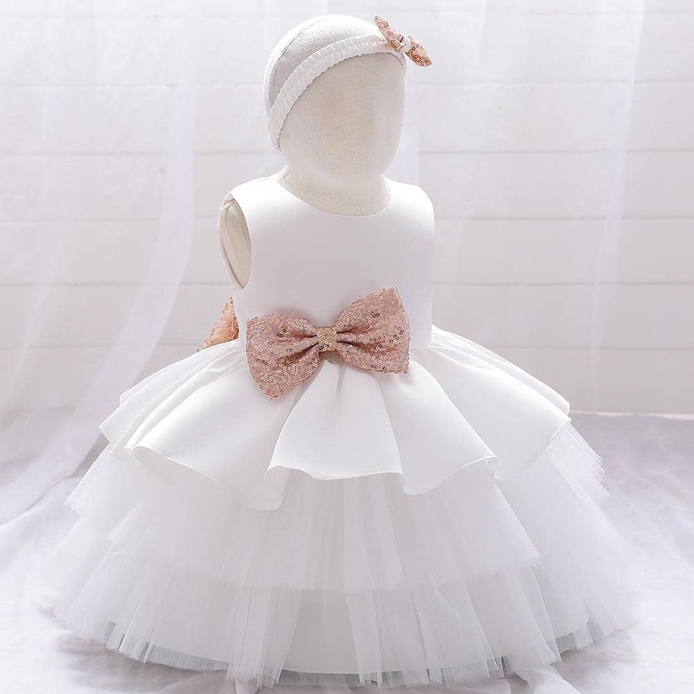 Dressy Daisy Baby & Toddler Girls' Special Occasion Dresses Wedding Flower Girl Tiered Dress Fancy Ball Gown with Headband