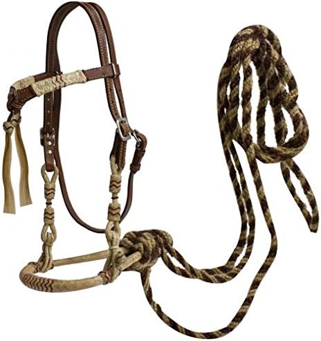Showman Futurity Knot Headstall w/Rawhide Bosal & Horse Hair Mecate Reins