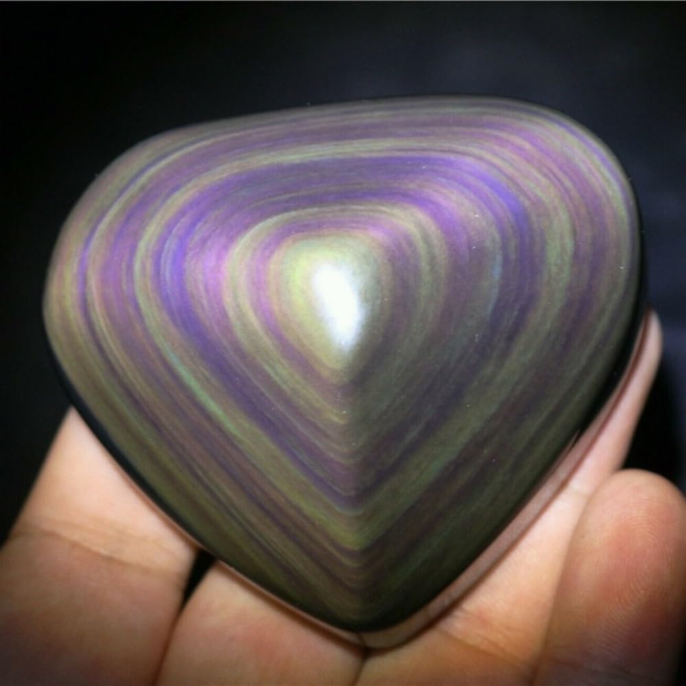 AUOQKQUT Cat Eye Obsidian Quartz Crystal Heart Heal (Size : About 5cm)