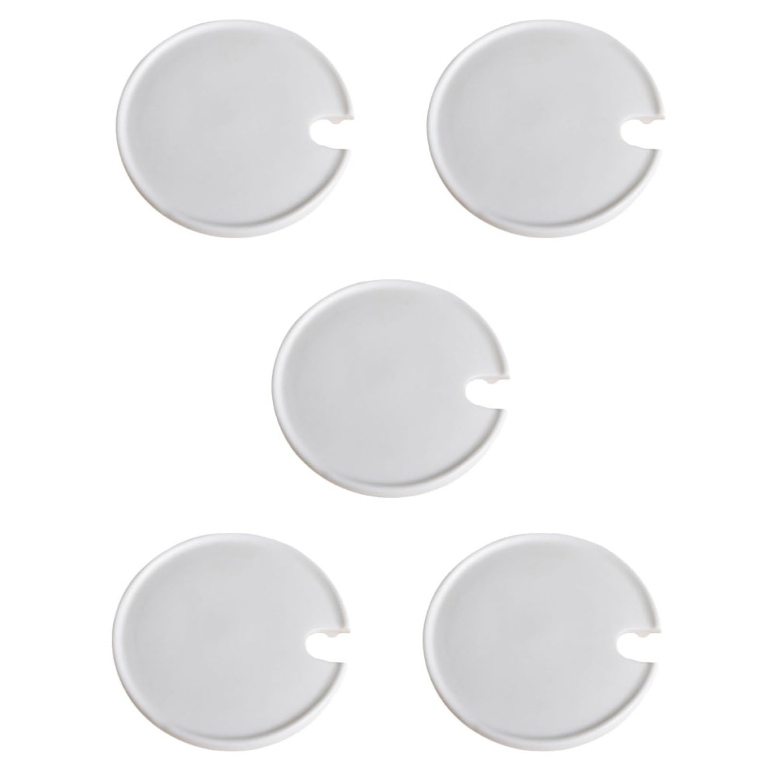 Tapa de Taza de Cerámica Color Blanco 5 Piezas, Diseño Boca para Cuchara